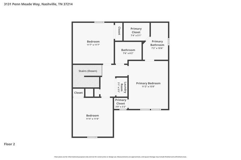 2,115/Mo, 3131 Penn Meade Way Nashville, TN 37214 Floor Plan View 2