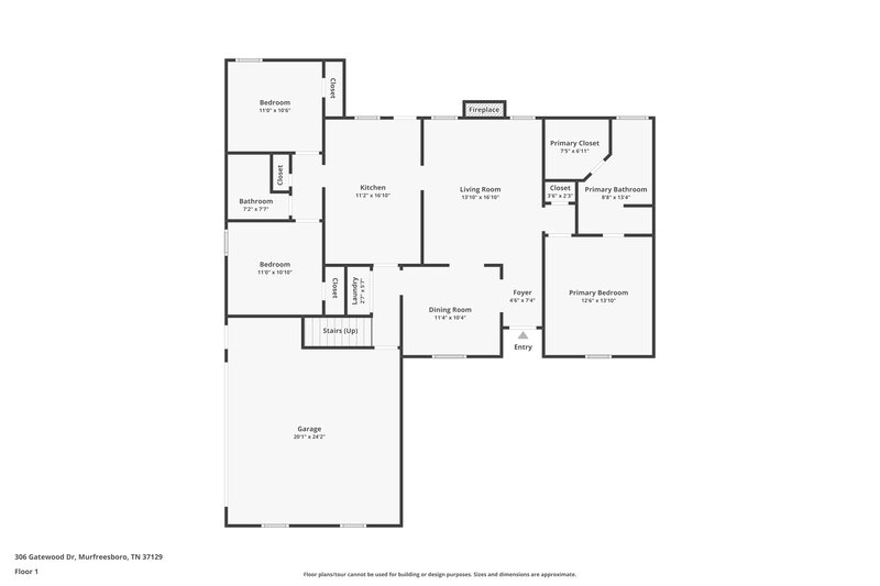 1,900/Mo, 306 Gatewood Dr Murfreesboro, TN 37129 Floor Plan View
