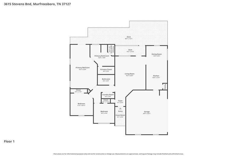 2,135/Mo, 3615 Stevens Bnd Murfreesboro, TN 37127 Floor Plan View