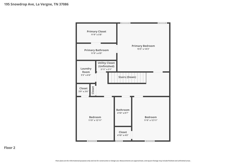 2,175/Mo, 195 Snowdrop Ave La Vergne, TN 37086 Floor Plan View 2