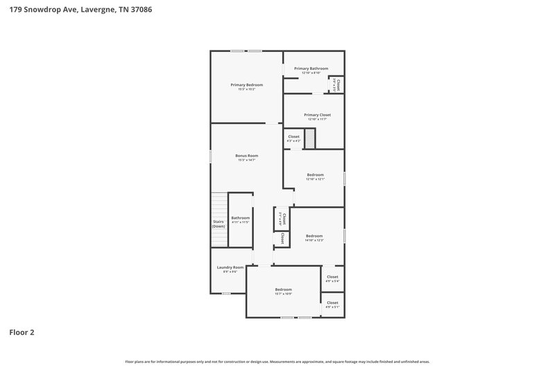 2,575/Mo, 179 Snowdrop Ave La Vergne, TN 37086 Floor Plan View 2