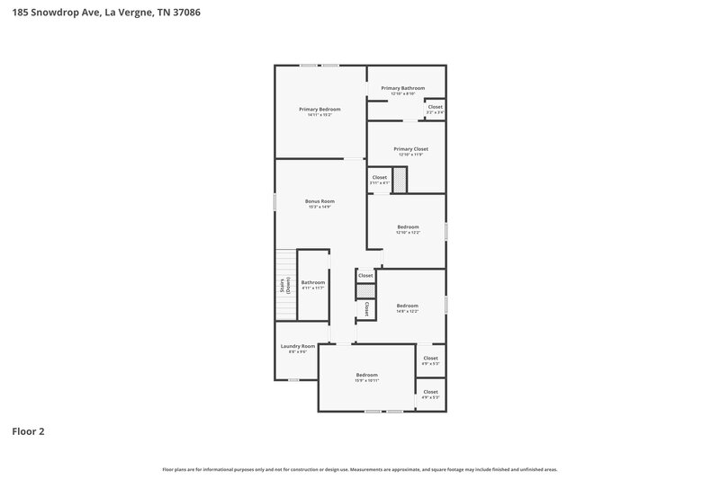 2,600/Mo, 185 Snowdrop Ave La Vergne, TN 37086 Floor Plan View 2