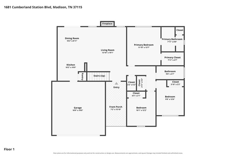 2,225/Mo, 1681 Cumberland Station Blvd Madison, TN 37115 Floor Plan View 2