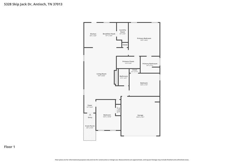 2,330/Mo, 5328 Skip Jack Dr Antioch, TN 37013 Floor Plan View