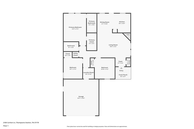 1,750/Mo, 2109 Carlton Ln Thompsons Station, TN 37179 Floor Plan View