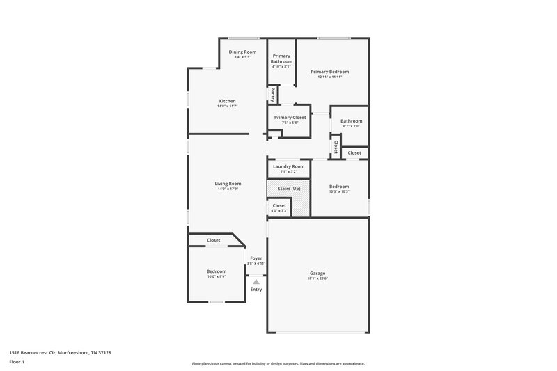 1,735/Mo, 1516 Beaconcrest Cir Murfreesboro, TN 37128 Floor Plan View