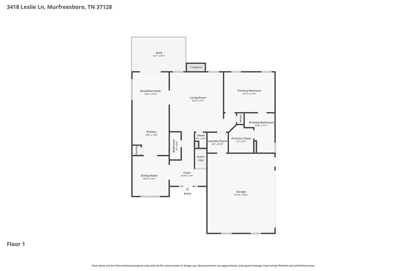 2,655/Mo, 3418 Leslie Ln Murfreesboro, TN 37128 Floor Plan View