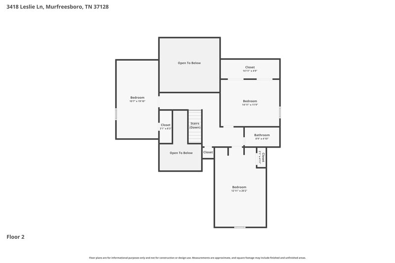 2,655/Mo, 3418 Leslie Ln Murfreesboro, TN 37128 Floor Plan View 2