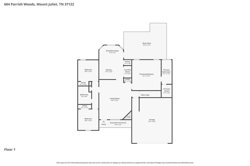 2,440/Mo, 604 Parrish Woods Mt Juliet, TN 37122 Floor Plan View