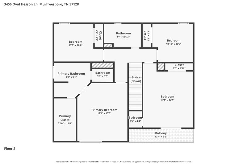 2,360/Mo, 3456 Oval Hesson Ln Murfreesboro, TN 37128 Floor Plan View 2