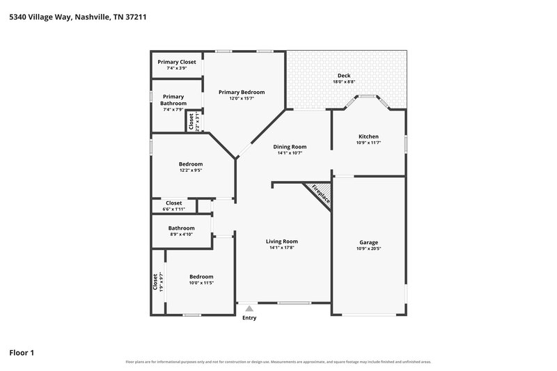 2,070/Mo, 5340 Village Way Nashville, TN 37211 Floor Plan View
