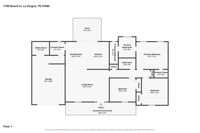 1,995/Mo, 7109 Beard Ct La Vergne, TN 37086 Floor Plan View