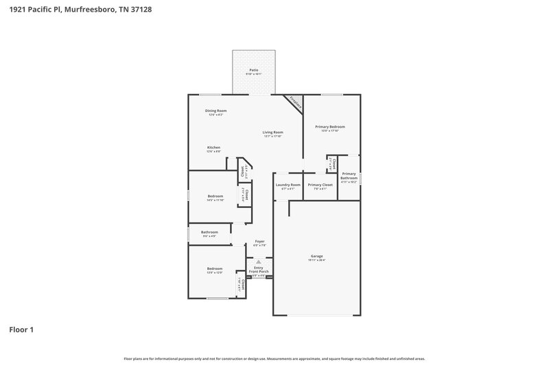 2,130/Mo, 1921 Pacific Pl Murfreesboro, TN 37128 Floor Plan View