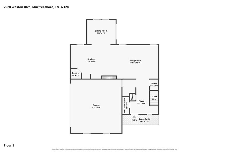 2,150/Mo, 2928 Weston Blvd Murfreesboro, TN 37128 Floor Plan View