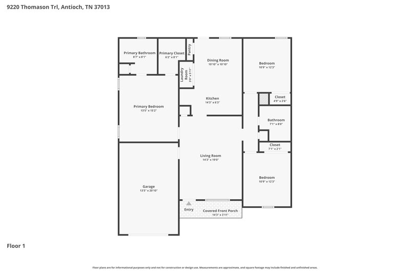 2,005/Mo, 9220 Thomason Trl Antioch, TN 37013 Floor Plan View