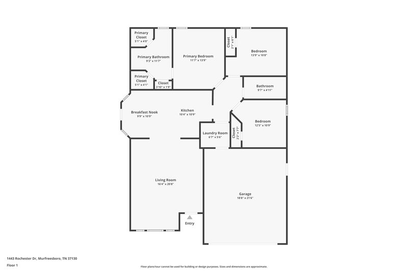 2,790/Mo, 1443 Rochester Dr Murfreesboro, TN 37130 Floor Plan View