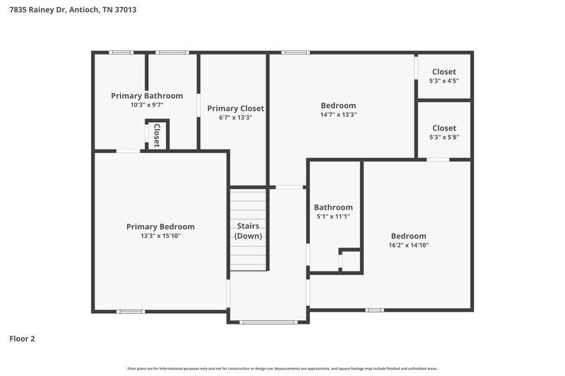 2,240/Mo, 7835 Rainey Dr Antioch, TN 37013 Floor Plan View 2
