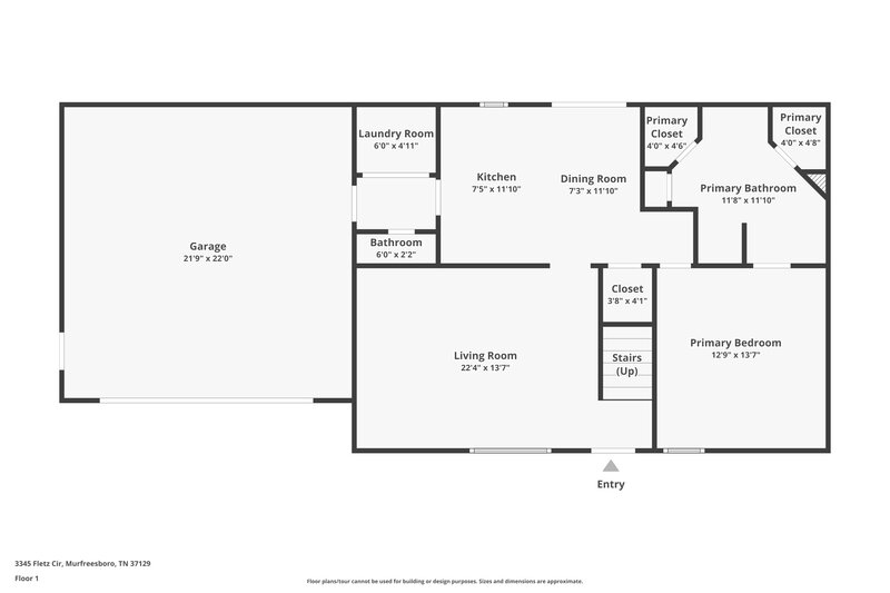 1,960/Mo, 3345 Fletz Cir Murfreesboro, TN 37129 Floorplan View