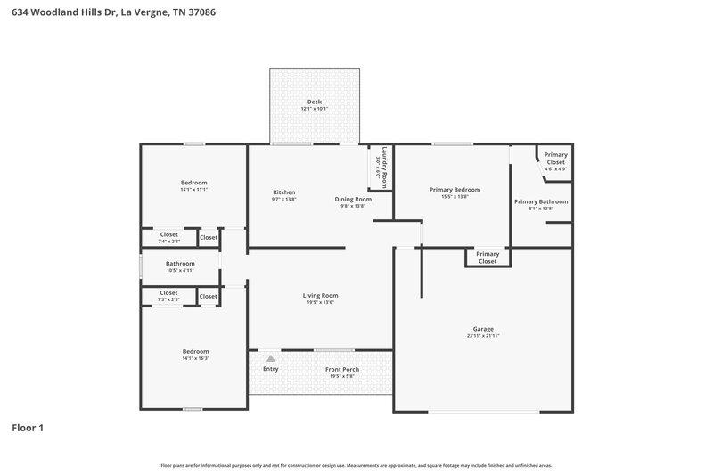 2,195/Mo, 634 Woodland Hills Dr La Vergne, TN 37086 Floor Plan View