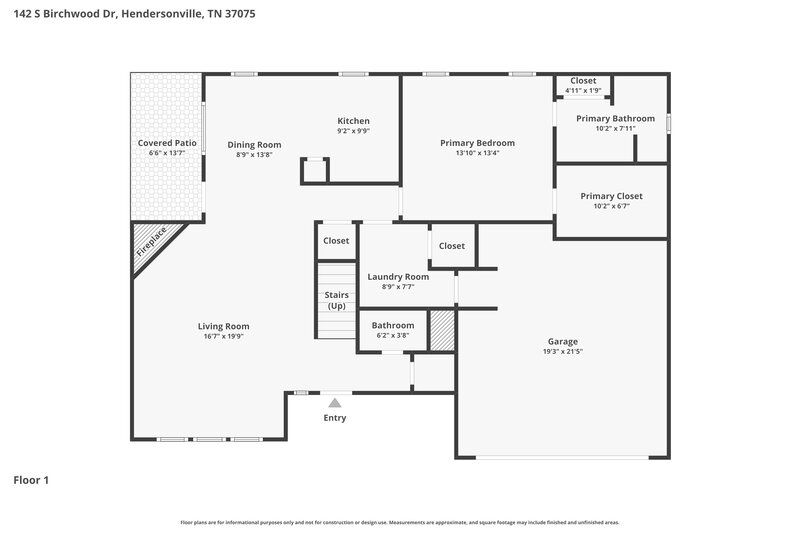 2,500/Mo, 142 S Birchwood Dr Hendersonville, TN 37075 Floorplan View