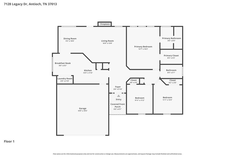 1,985/Mo, 7128 Legacy Dr Antioch, TN 37013 Floor Plan View
