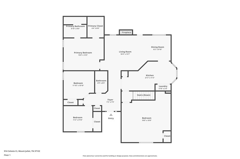 2,060/Mo, 914 Celeste Ct Mt Juliet, TN 37122 Floor Plan View