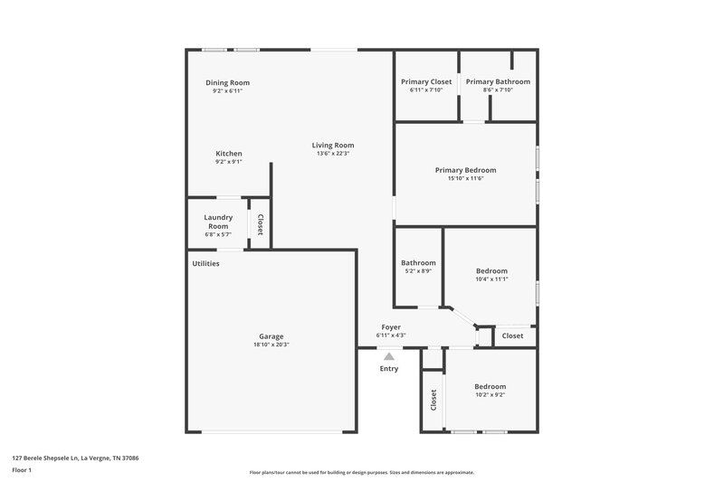 1,765/Mo, 127 Berele Shepsele Ln La Vergne, TN 37086 Floor Plan View