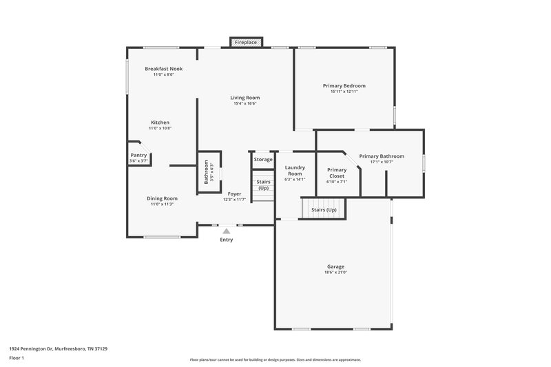 2,475/Mo, 1924 Pennington Dr Murfreesboro, TN 37129 Floorplan View