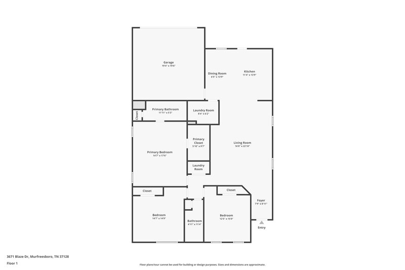 1,805/Mo, 3671 Blaze Dr Murfreesboro, TN 37128 Floor Plan View