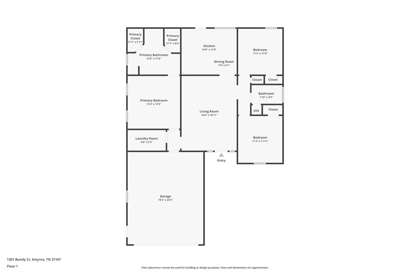2,035/Mo, 1301 Bundy Ct Smyrna, TN 37167 Floor Plan View