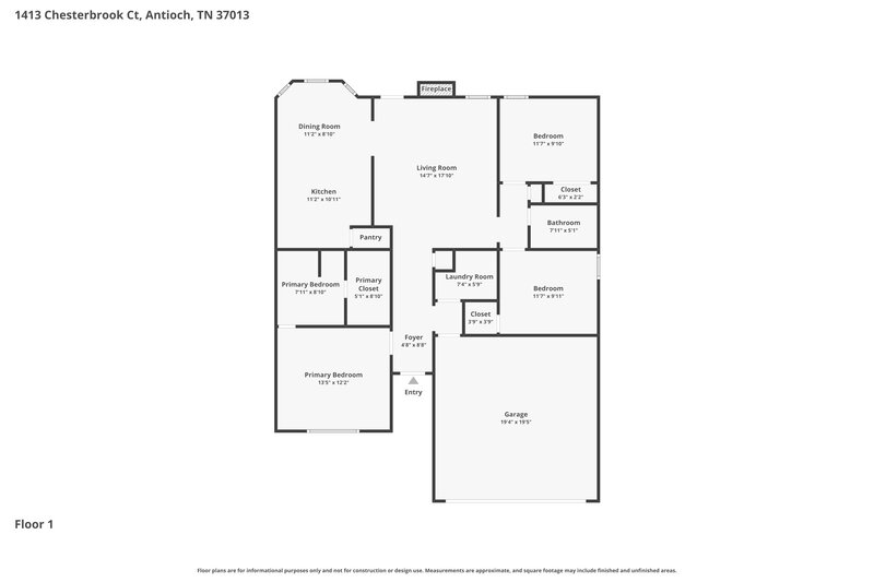 1,935/Mo, 1413 Chesterbrook Ct Antioch, TN 37013 Floor Plan View