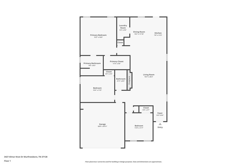 1,795/Mo, 3427 Almar Knot Dr Murfreesboro, TN 37128 Floor Plan View