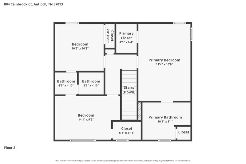 2,140/Mo, 804 Cainbrook Ct Antioch, TN 37013 Floor Plan View 2