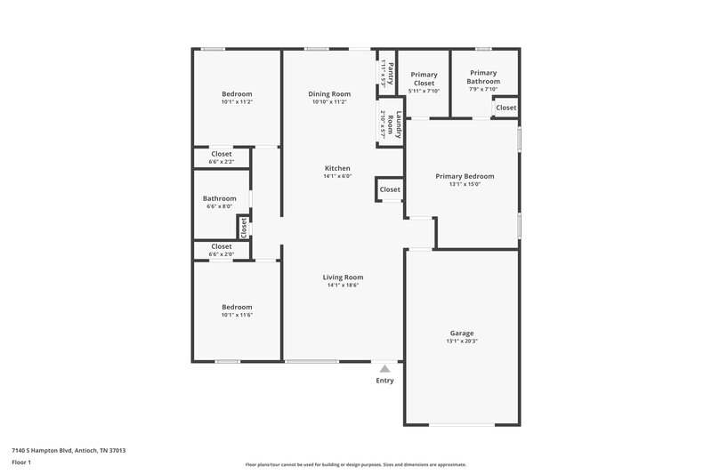 1,905/Mo, 7140 S Hampton Blvd Antioch, TN 37013 Floor Plan View