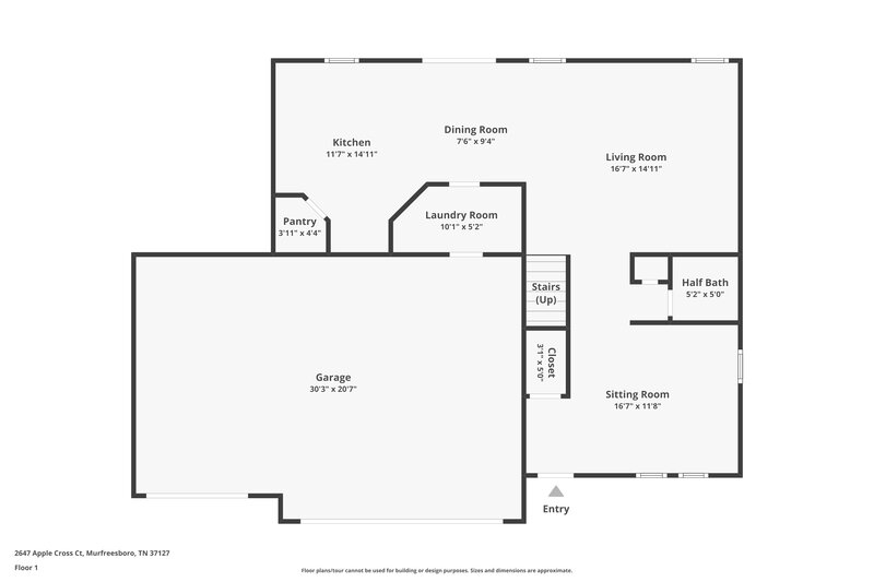 2,075/Mo, 2647 Apple Cross Ct Murfreesboro, TN 37127 Floor Plan View