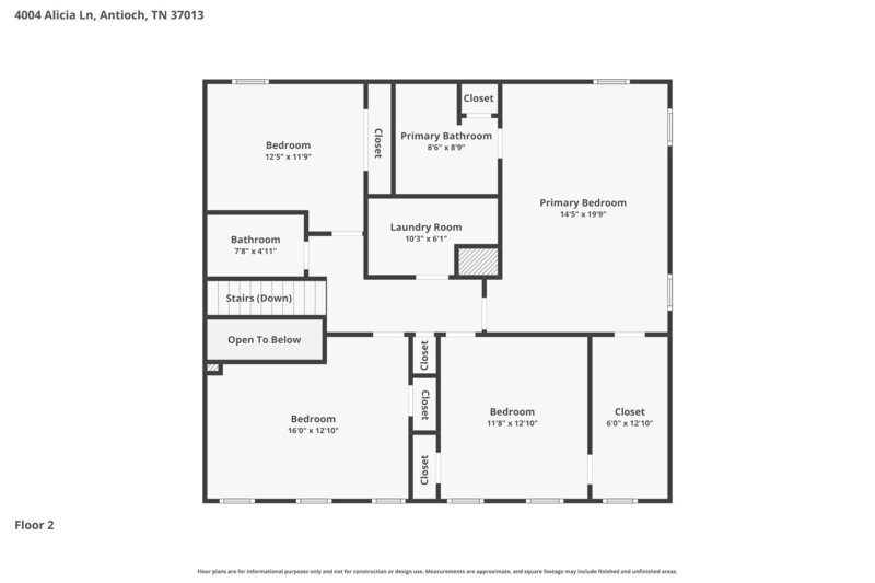 2,540/Mo, 4004 Alicia Ln Antioch, TN 37013 Floorplan View 2