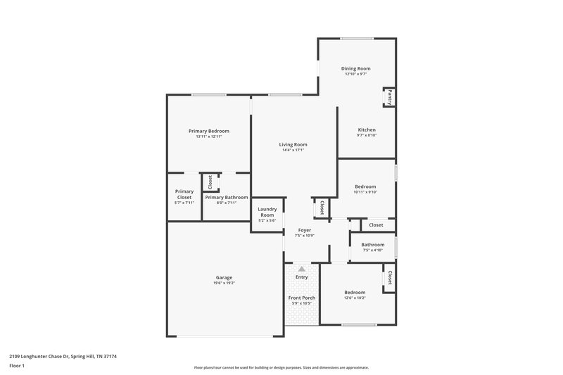 1,920/Mo, 2109 Longhunter Chase Dr Spring Hill, TN 37174 Floor Plan View