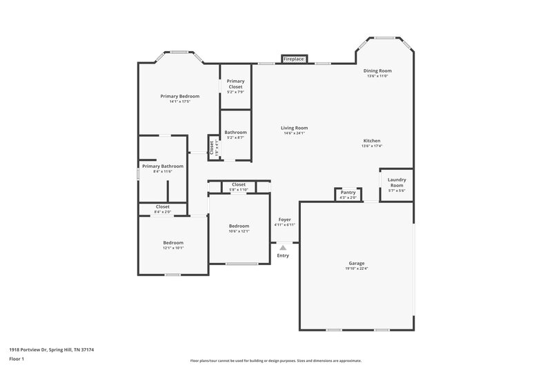 2,095/Mo, 1918 Portview Dr Spring Hill, TN 37174 Floor Plan View