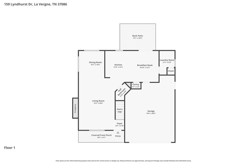 2,295/Mo, 159 Lyndhurst Dr La Vergne, TN 37086 Floor Plan View