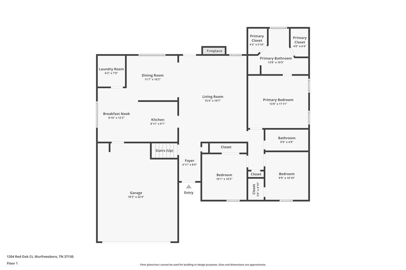 1,825/Mo, 1204 Red Oak Ct Murfreesboro, TN 37130 Floor Plan View