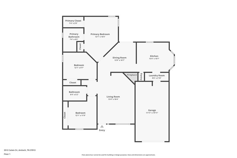 1,820/Mo, 3512 Calais Cir Antioch, TN 37013 Floor Plan View