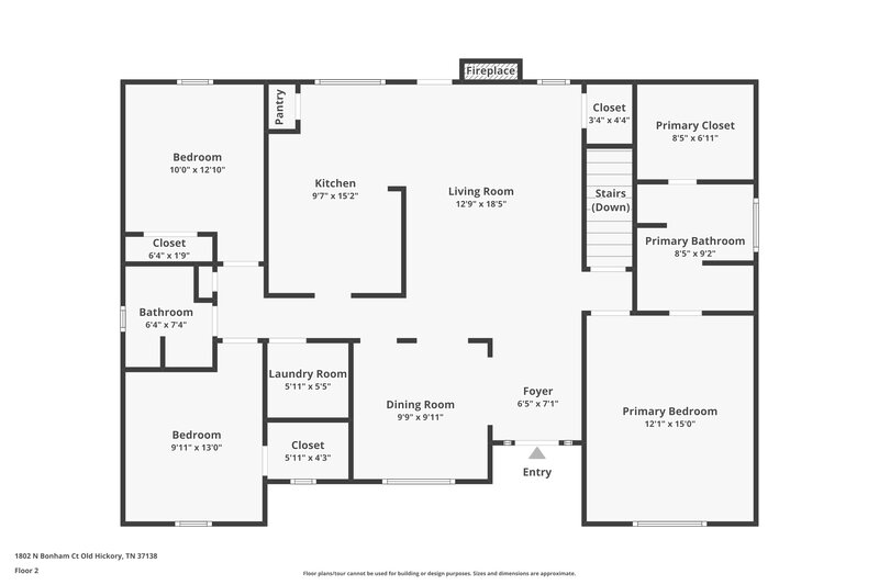 2,560/Mo, 1802 N Bonham Ct Old Hickory, TN 37138 Floor Plan View