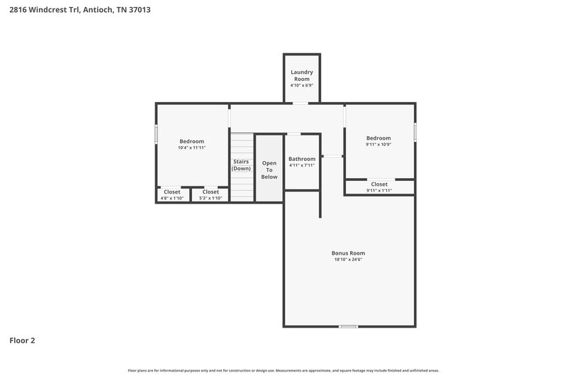 2,515/Mo, 2816 Windcrest Trl Antioch, TN 37013 Floor Plan View 2