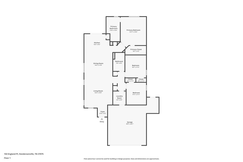 2,625/Mo, 102 England Pl Hendersonville, TN 37075 Floor Plan View