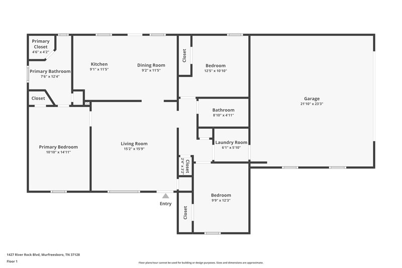 1,695/Mo, 1427 River Rock Blvd Murfreesboro, TN 37128 Floor Plan View