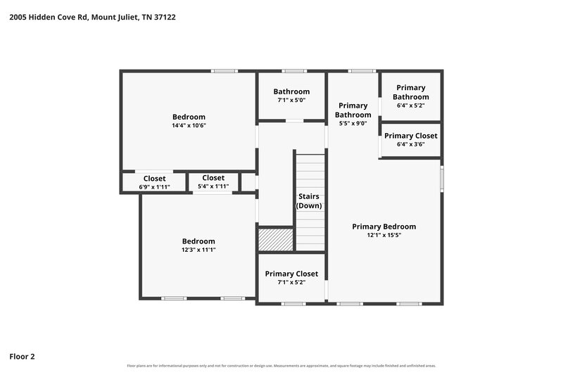 2,315/Mo, 2005 Hidden Cove Rd Mount Juliet, TN 37122 Floorplan View 2