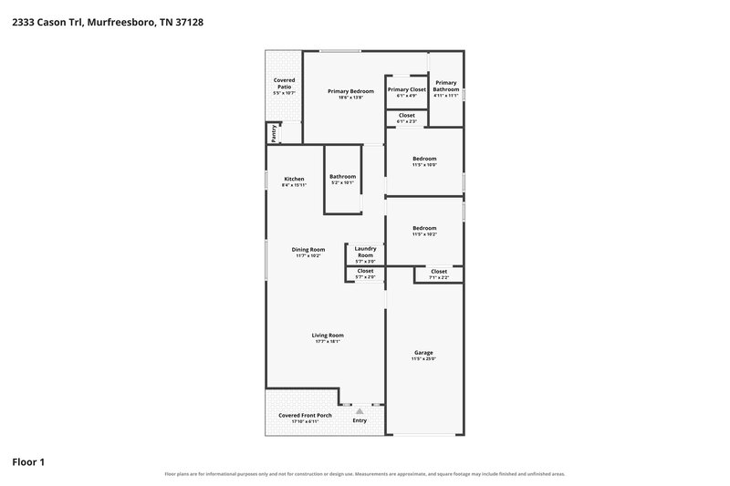 2,020/Mo, 2333 Cason Trl Murfreesboro, TN 37128 Floor Plan View