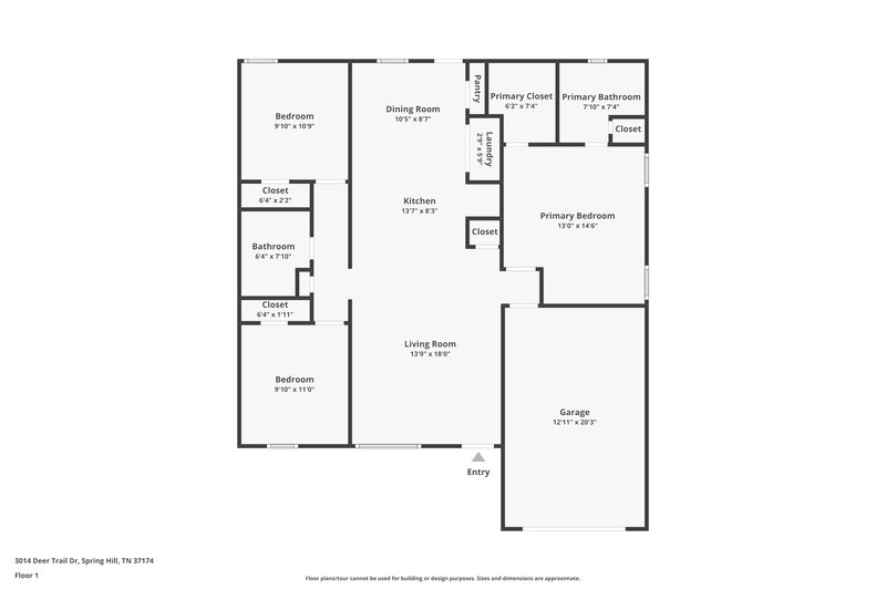 1,785/Mo, 3014 Deer Trail Dr Spring Hill, TN 37174 Floor Plan View