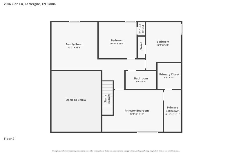 2,255/Mo, 2006 Zion Ln La Vergne, TN 37086 Floor Plan View 2