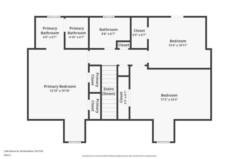 1,840/Mo, 1106 Victoria Dr Murfreesboro, TN 37129 Floor Plan View 2
